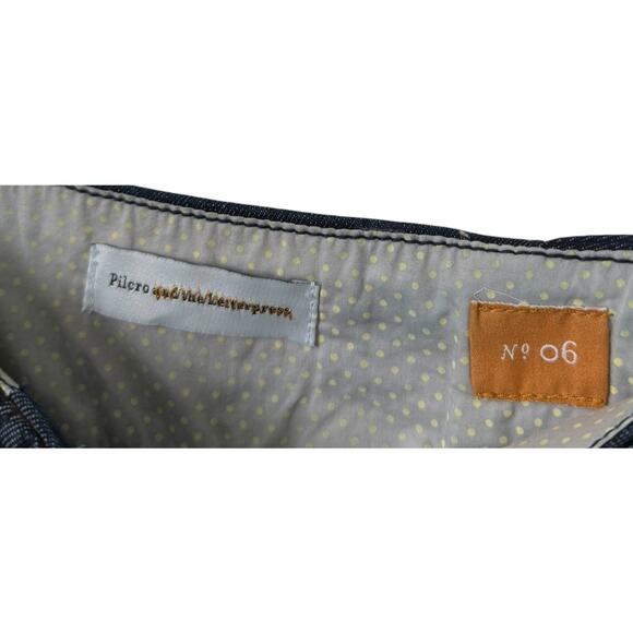 Pilco Anthropologie Women's 6 Dark Denim Button Front Skirt Pleated Pockets - Picture 2 of 5